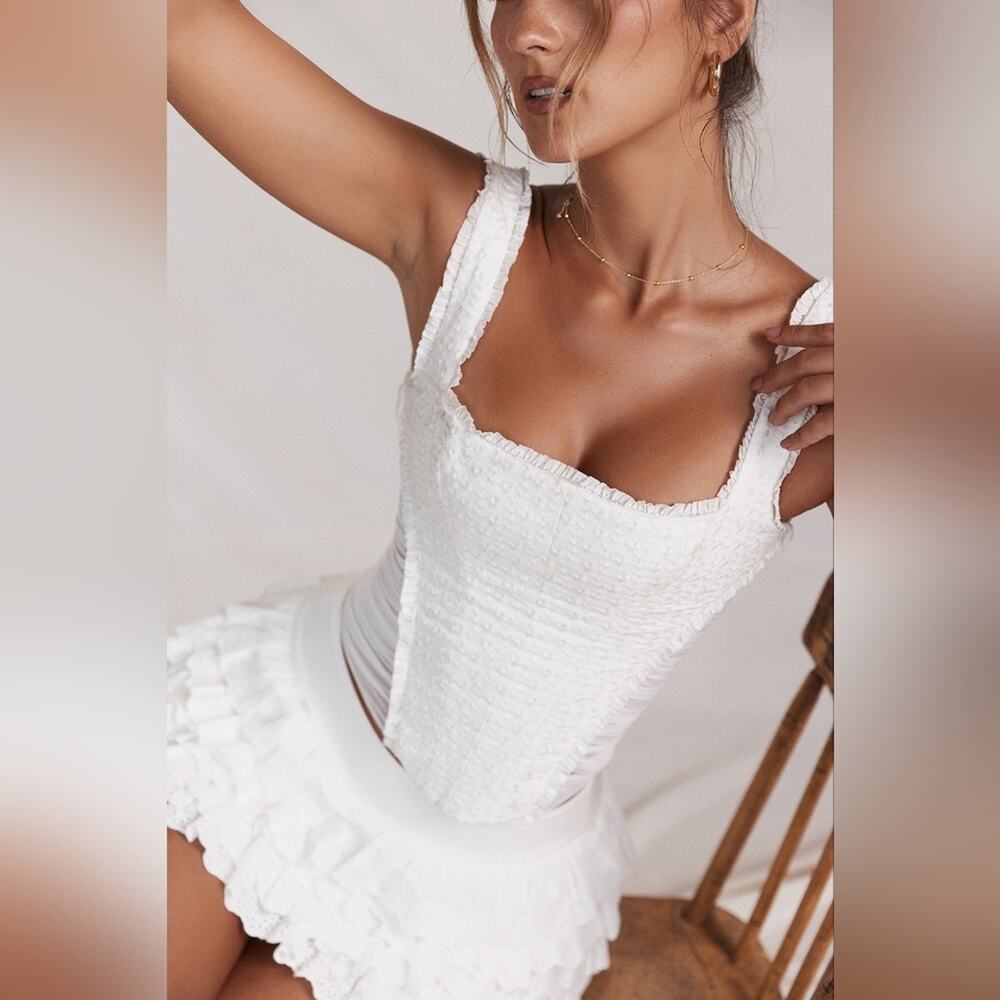 Nwt House of CB Catalina‎ White Eyelet Broderie Anglais Corset Top S